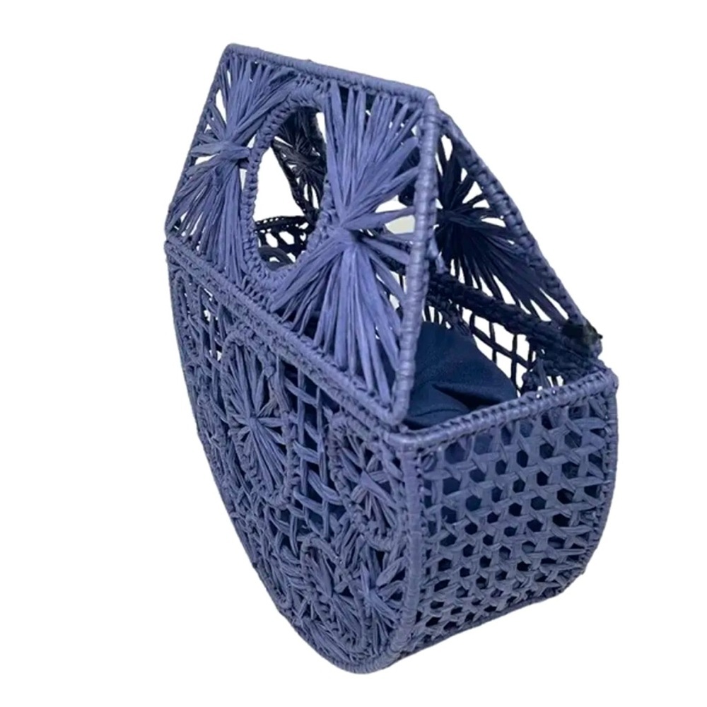 NWT House of Harlow Hand Woven Basket Rattan Bohemian Wicker Clutch - Picture 5 of 5